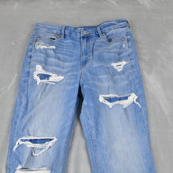 American Eagle Jeans Womens 12 Long (30x31) Curvy Super Hi-Rise Flare Distressed - Picture 5 of 11